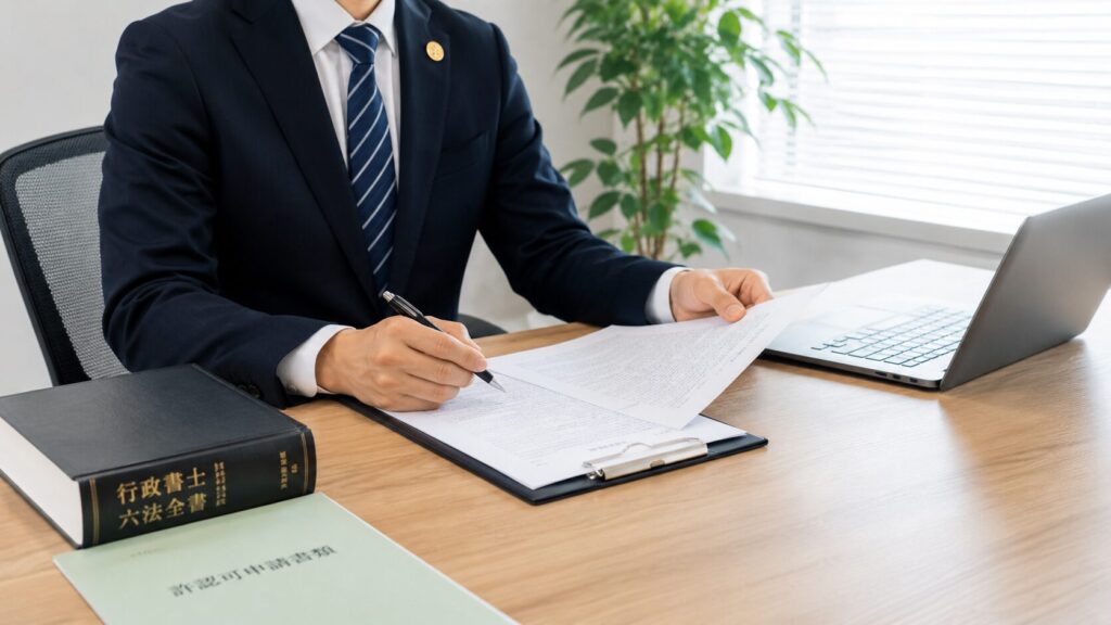 書類を確認する行政書士